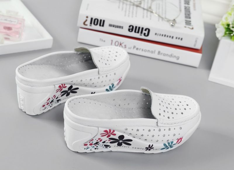 Salome Damskie Letnie Clogs Z Platformą Buty - Biały