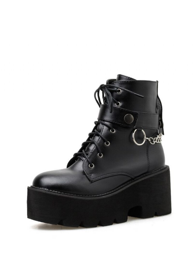 Samira Damskie Czarne Buty Na Platformie W Stylu Gotyckim