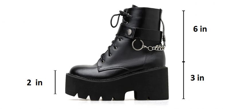 Samira Damskie Czarne Buty Na Platformie W Stylu Gotyckim - Czarny