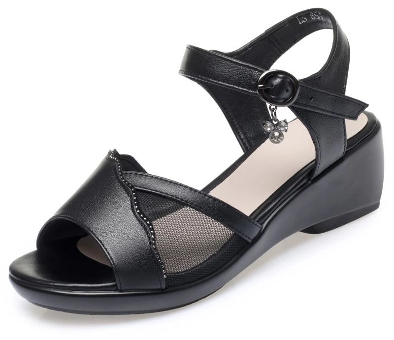 Sandały Damskie Nadia Wedge - Czarny 2.3 cala