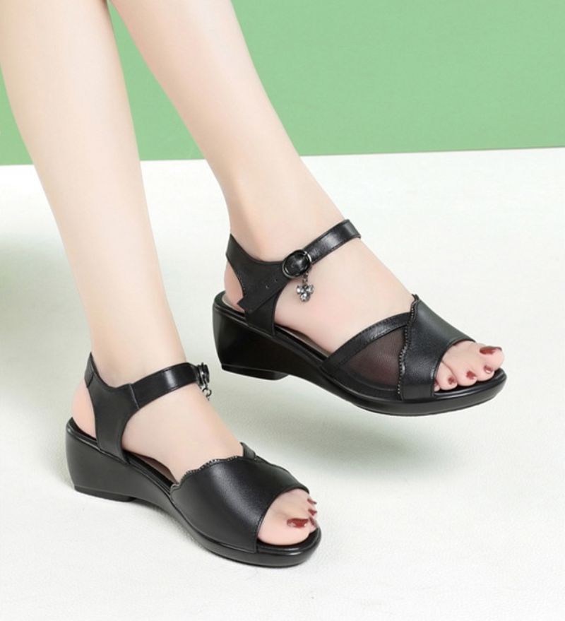 Sandały Damskie Nadia Wedge - Czarny 2.3 cala
