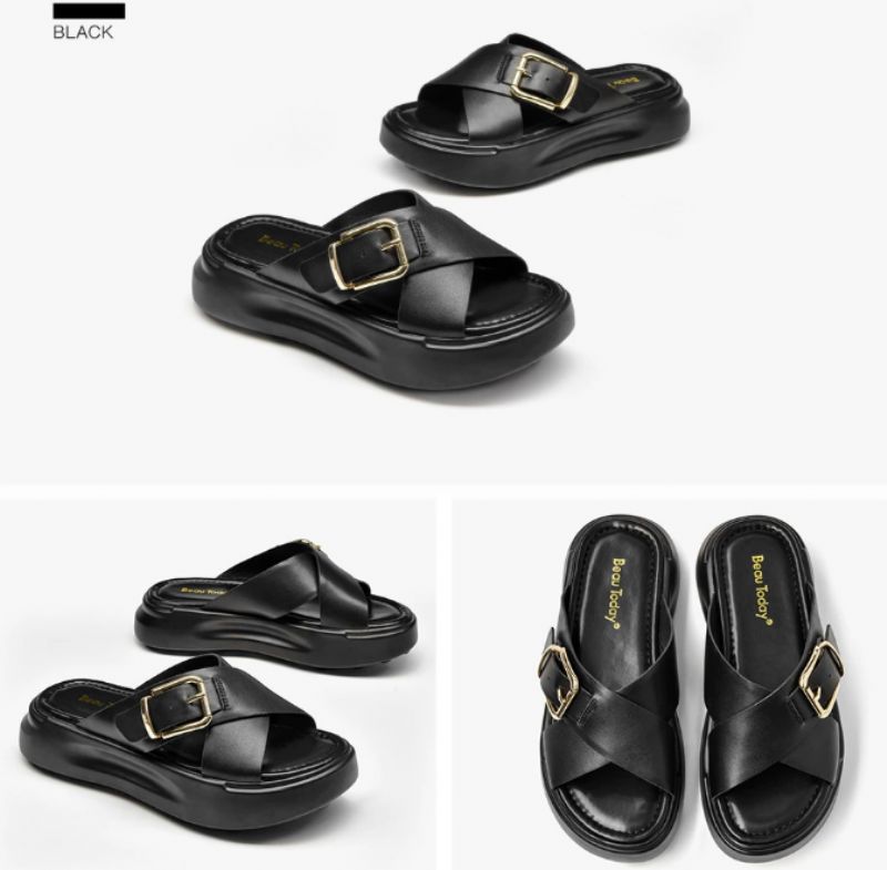 Sandały Damskie Namoi Slipper Leather - Czarny
