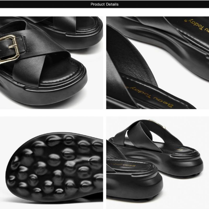 Sandały Damskie Namoi Slipper Leather - Czarny