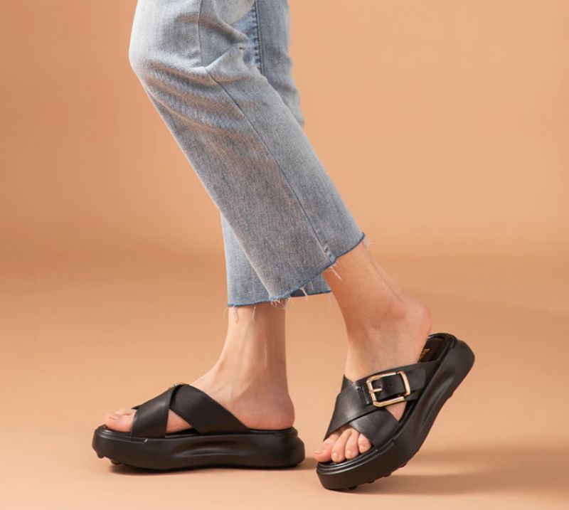 Sandały Damskie Namoi Slipper Leather - Czarny