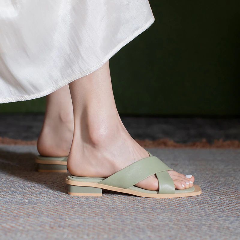 Sandały Damskie Wysokiej Jakości Fausta Fashion - Zielony