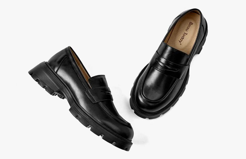 Scala Damskie Buty Typu Loafer Z Okrągłym Noskiem I Płaskim Czubkiem - Czarny
