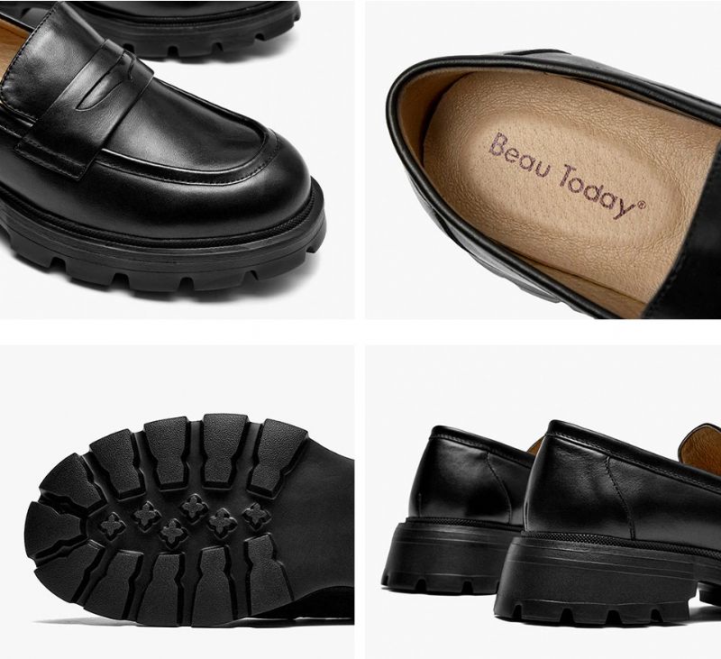 Scala Damskie Buty Typu Loafer Z Okrągłym Noskiem I Płaskim Czubkiem - Czarny