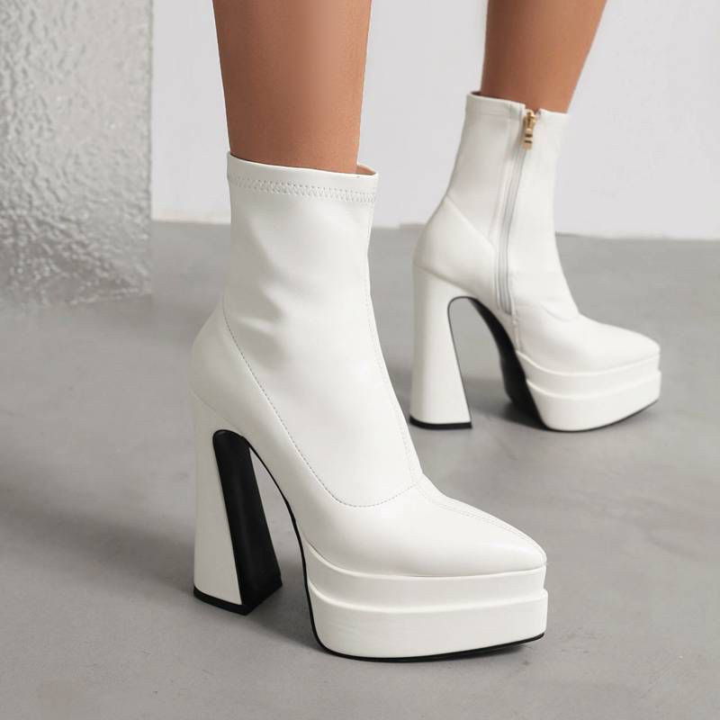 Scarlet Damskie Elastyczne Buty Na Wysokim Obcasie - Czarny