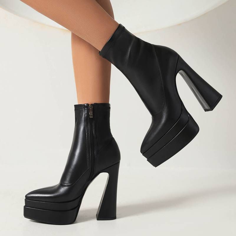 Scarlet Damskie Elastyczne Buty Na Wysokim Obcasie - Czarny