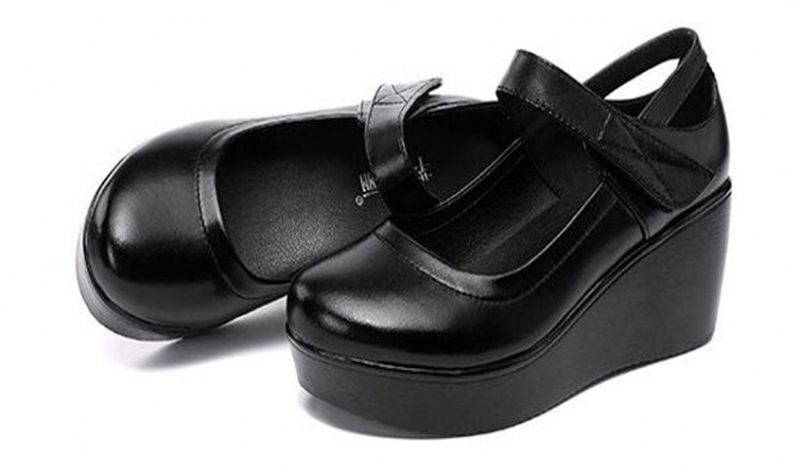 Scarlett Damskie Buty Na Koturnie Na Platformie - Czarny