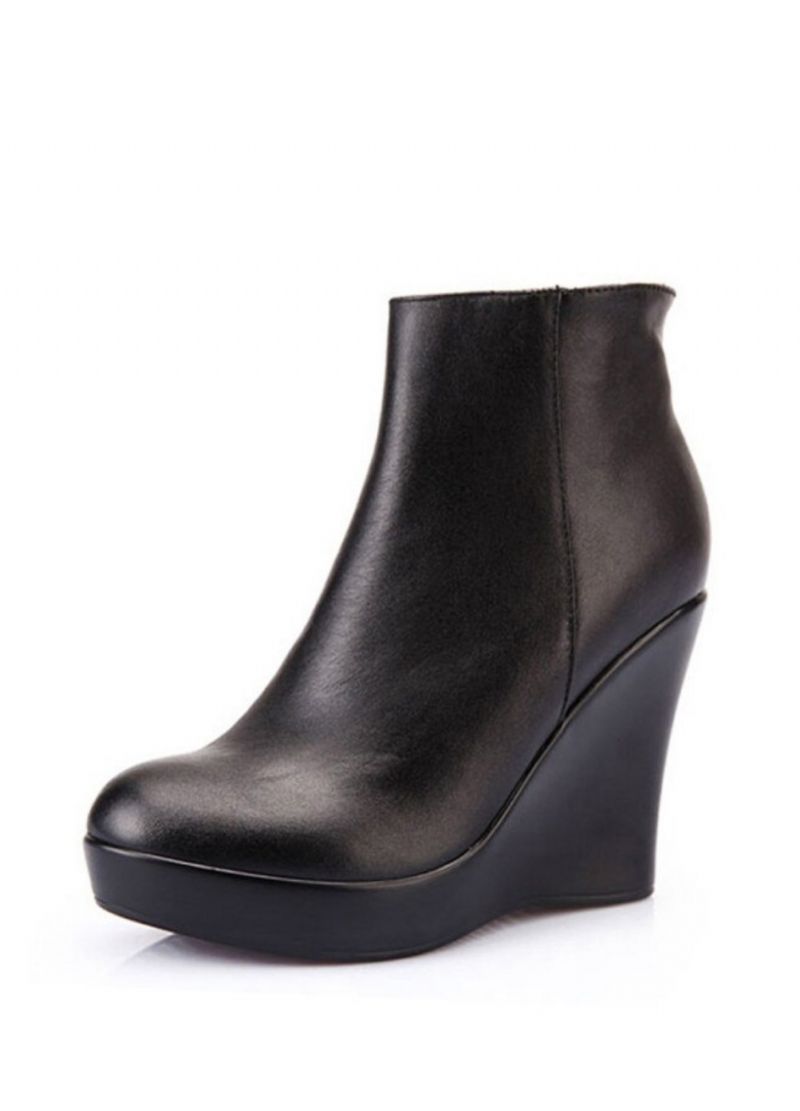 Shanty Damskie Buty Na Koturnie Ze Skóry Na Do Kostki