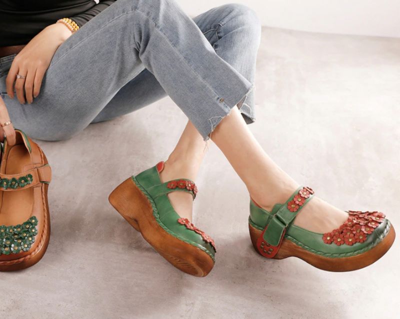 Silvana Damskie Buty Na Platformie - Zielony