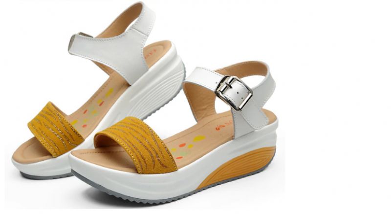 Sintia Buty Damskie Na Koturnie Sandały Na Platformie - Żółty