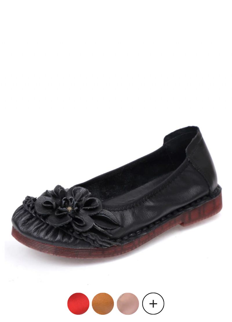 Skórzane Płaskie Buty Damskie Estelita