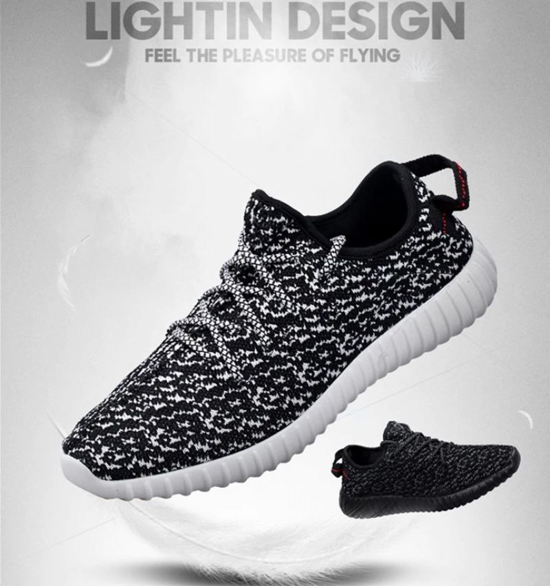 Sneaker Yezy Dla Mężczyzn Z Siateczki Oddychającej - Czarny