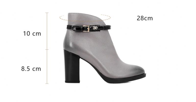 Soraya Buty Do Kostek - Szara skóra bydlęca