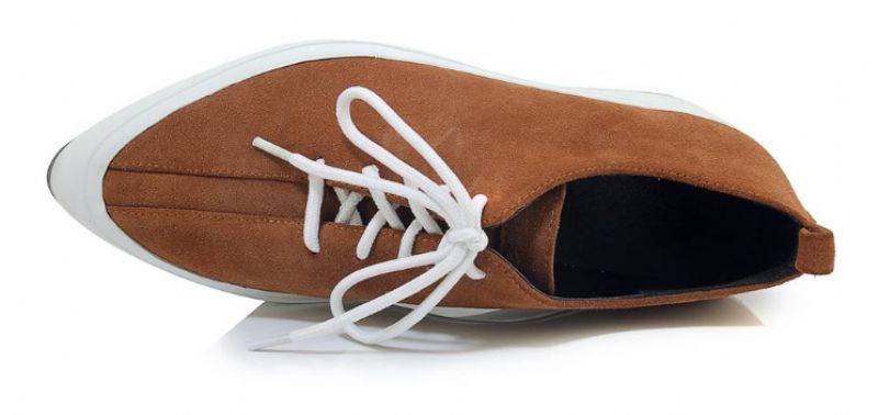 Stewart Damskie Buty Oxford Na Koturnie Ze Skóry Zamszowej Na Sznurowadłach - Jasnobrązowy
