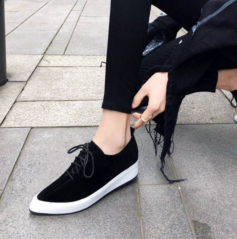 Stewart Damskie Buty Oxford Na Koturnie Ze Skóry Zamszowej Na Sznurowadłach - Jasnobrązowy