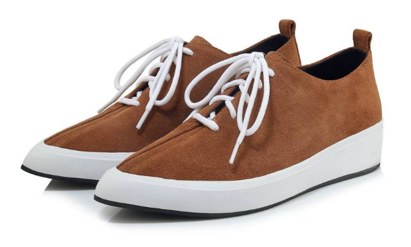 Stewart Damskie Buty Oxford Na Koturnie Ze Skóry Zamszowej Na Sznurowadłach W Kolorze Czarnym - Czarny