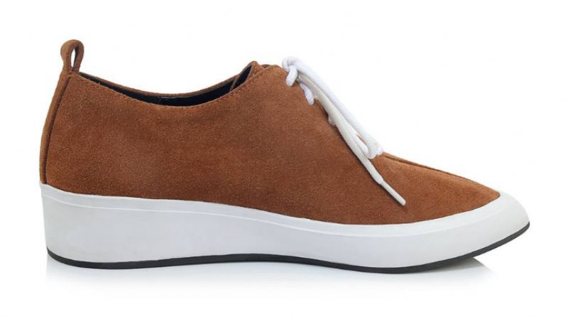 Stewart Damskie Buty Oxford Na Koturnie Ze Skóry Zamszowej Na Sznurowadłach W Kolorze Czarnym - Czarny
