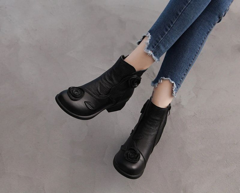 Sthefany Damskie Buty Na Jesień I Zimę Do Kostki - Czerwony