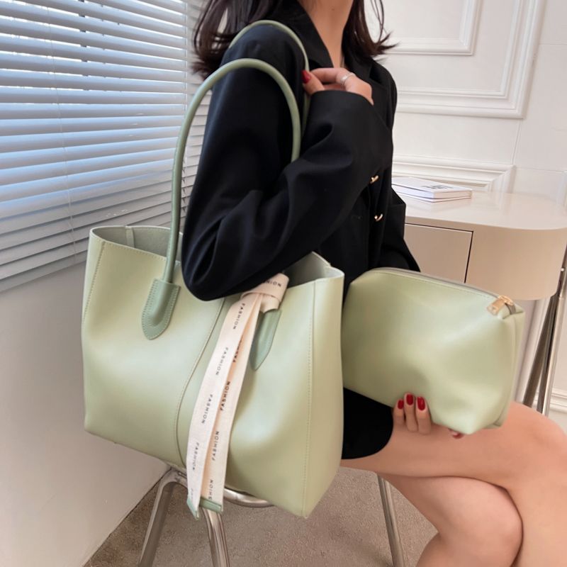 Torebka Damska Almeda Luxury Leather 2 Piece Tote - Czarny