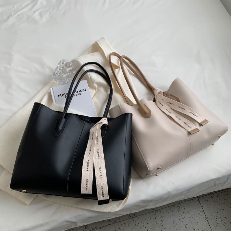 Torebka Damska Almeda Luxury Leather 2 Piece Tote - Czarny
