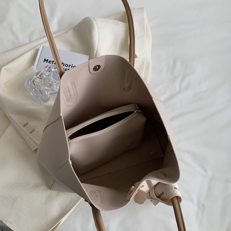 Torebka Damska Almeda Luxury Leather 2 Piece Tote - Czarny