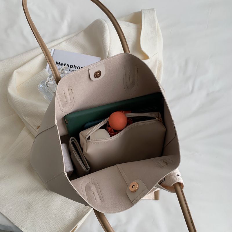 Torebka Damska Almeda Luxury Leather 2 Piece Tote - Czarny