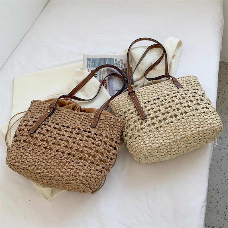 Torebka Damska Amaya Large Straw Beach Bucket - Beżowy