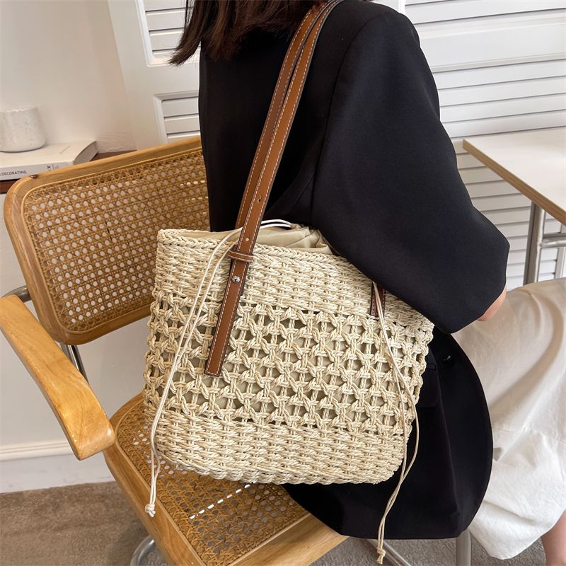 Torebka Damska Amaya Large Straw Beach Bucket - Beżowy