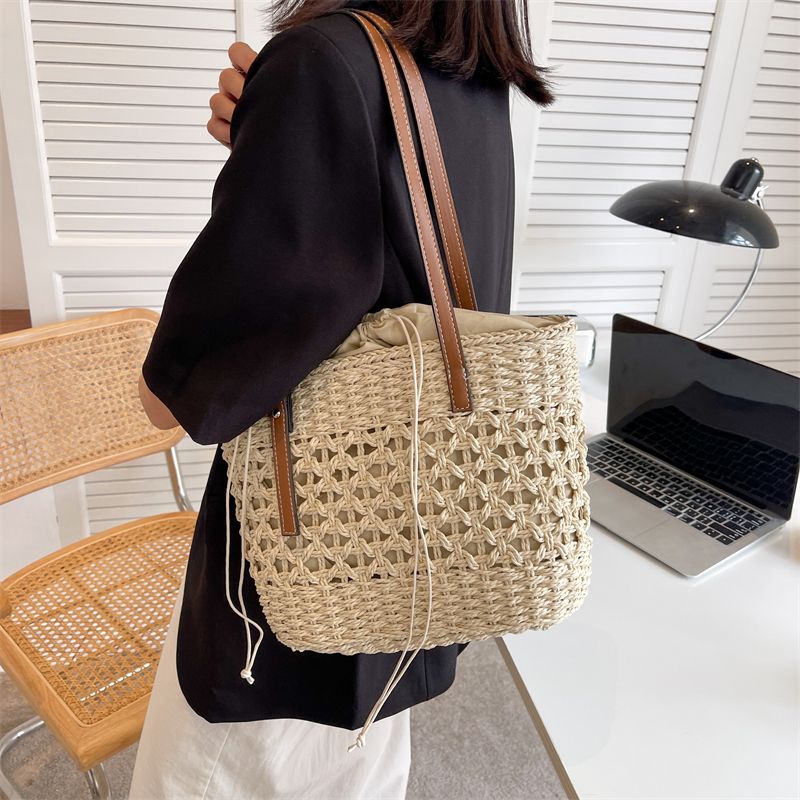 Torebka Damska Amaya Large Straw Beach Bucket - Beżowy