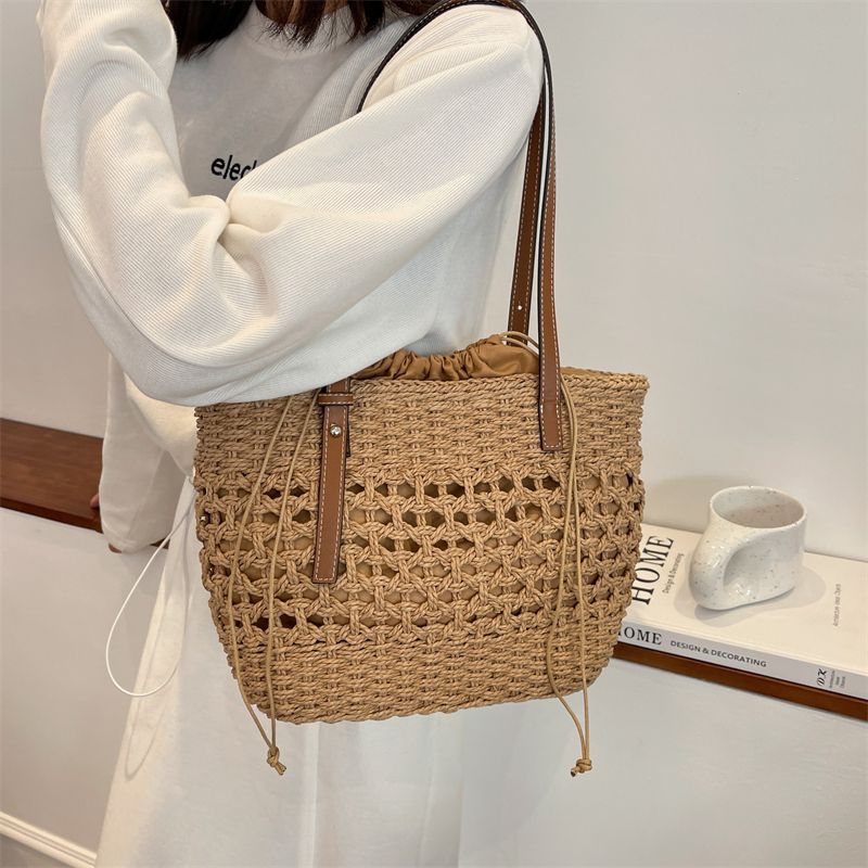 Torebka Damska Amaya Large Straw Beach Bucket - Beżowy