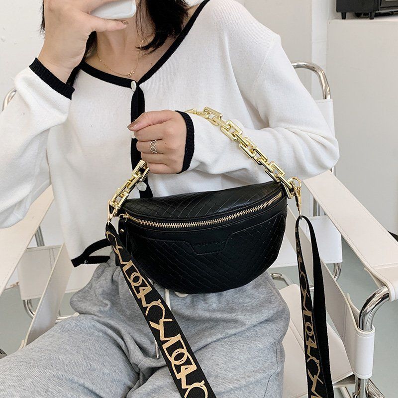 Torebka Damska Holny Small Thick Chain Leather Crossbody - Czarny