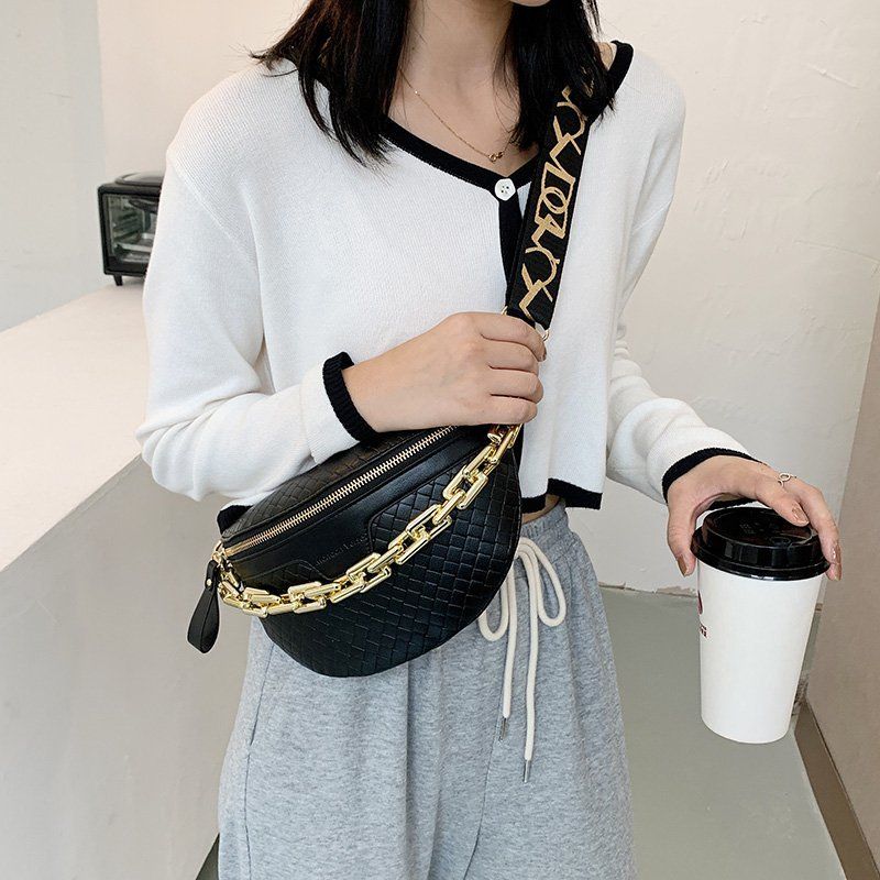 Torebka Damska Holny Small Thick Chain Leather Crossbody - Czarny