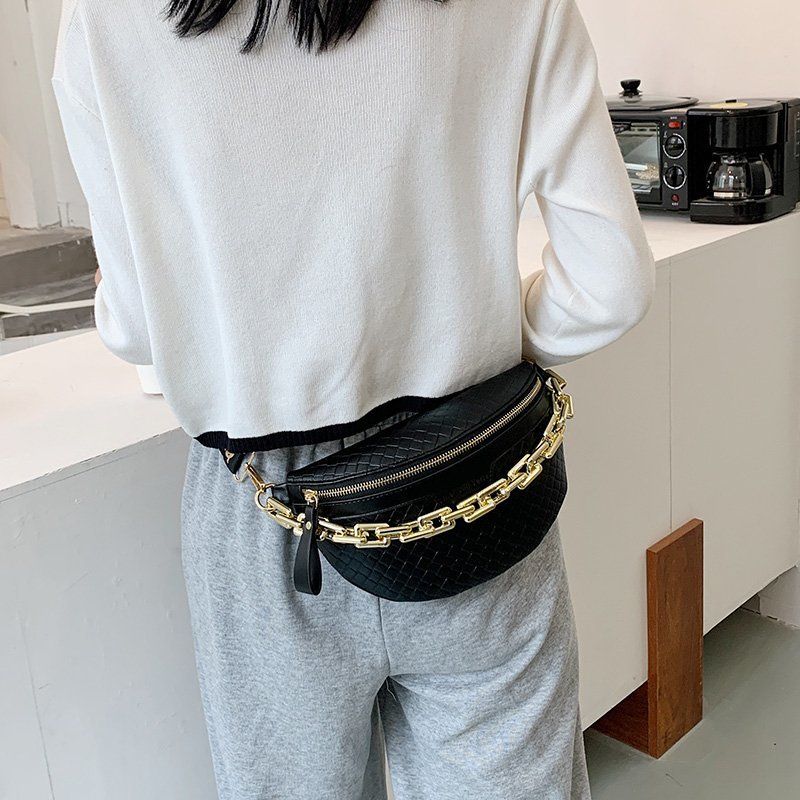 Torebka Damska Holny Small Thick Chain Leather Crossbody - Czarny