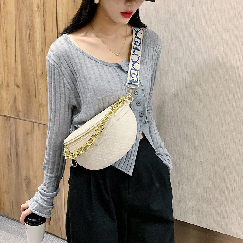 Torebka Damska Holny Small Thick Chain Leather Crossbody - Czarny
