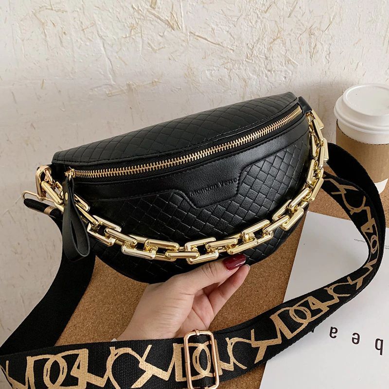 Torebka Damska Holny Small Thick Chain Leather Crossbody - Czarny