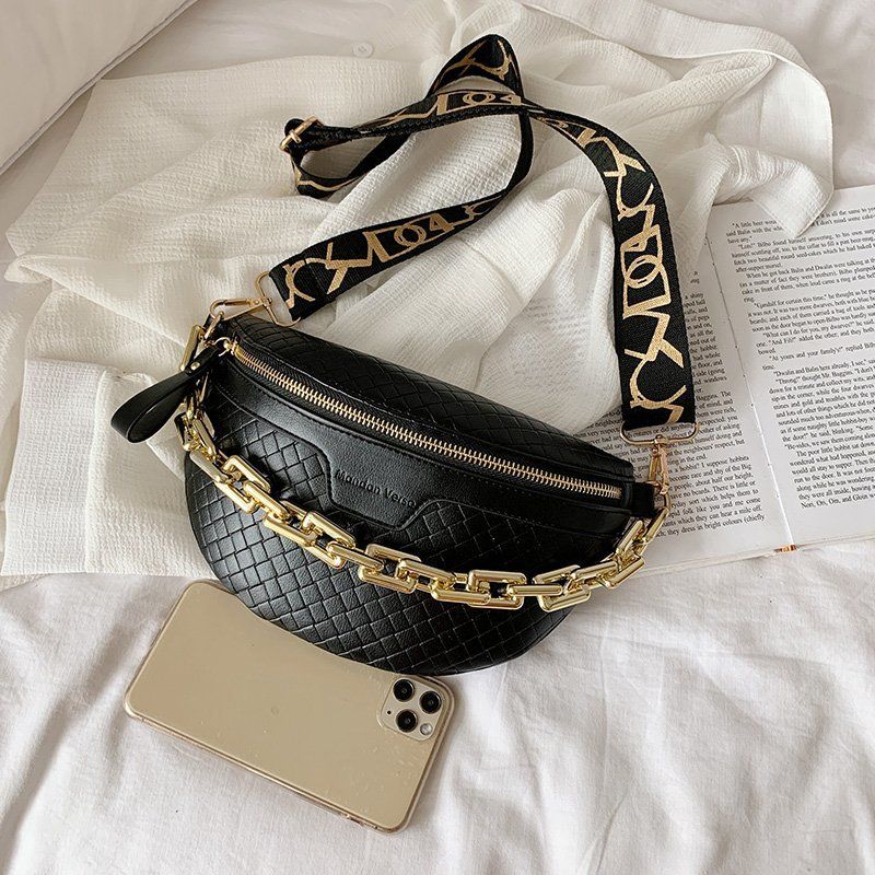 Torebka Damska Holny Small Thick Chain Leather Crossbody - Czarny