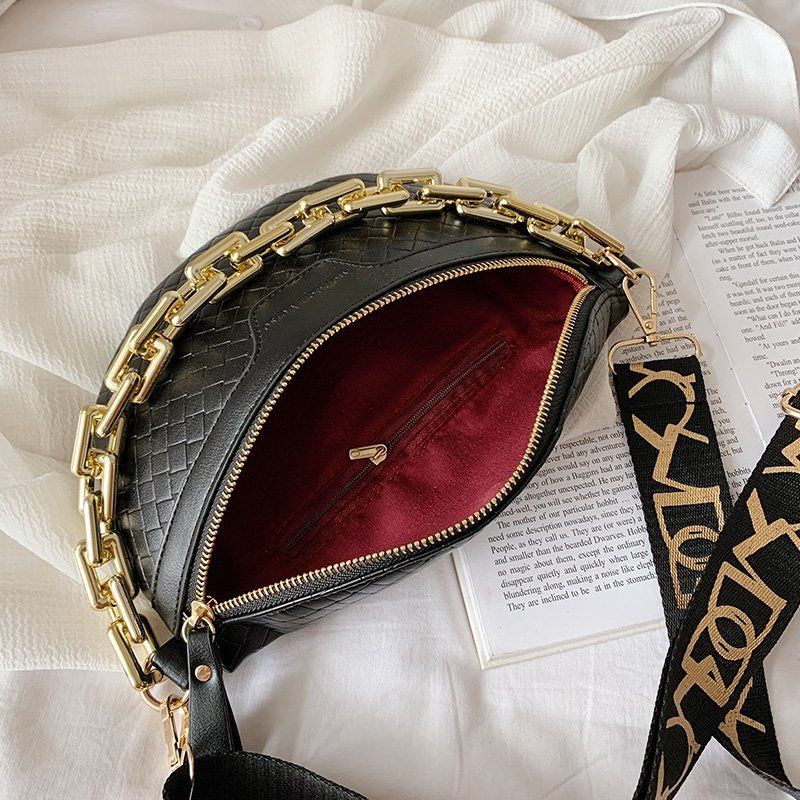 Torebka Damska Holny Small Thick Chain Leather Crossbody - Czarny
