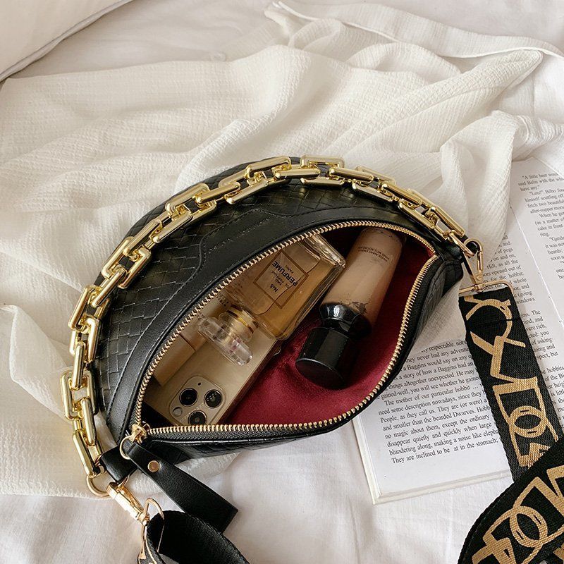 Torebka Damska Holny Small Thick Chain Leather Crossbody - Czarny