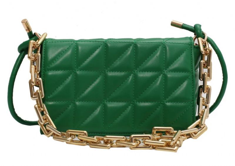Torebka Damska Kamel Chunky Chain Quilted Leather - Zielony