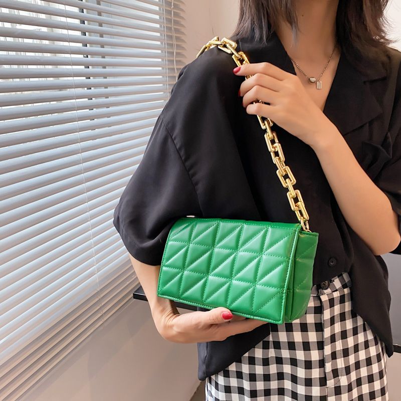 Torebka Damska Kamel Chunky Chain Quilted Leather - Zielony