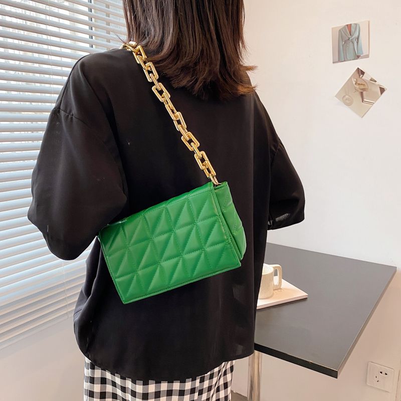 Torebka Damska Kamel Chunky Chain Quilted Leather - Zielony