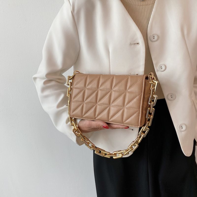 Torebka Damska Kamel Chunky Chain Quilted Leather - Zielony