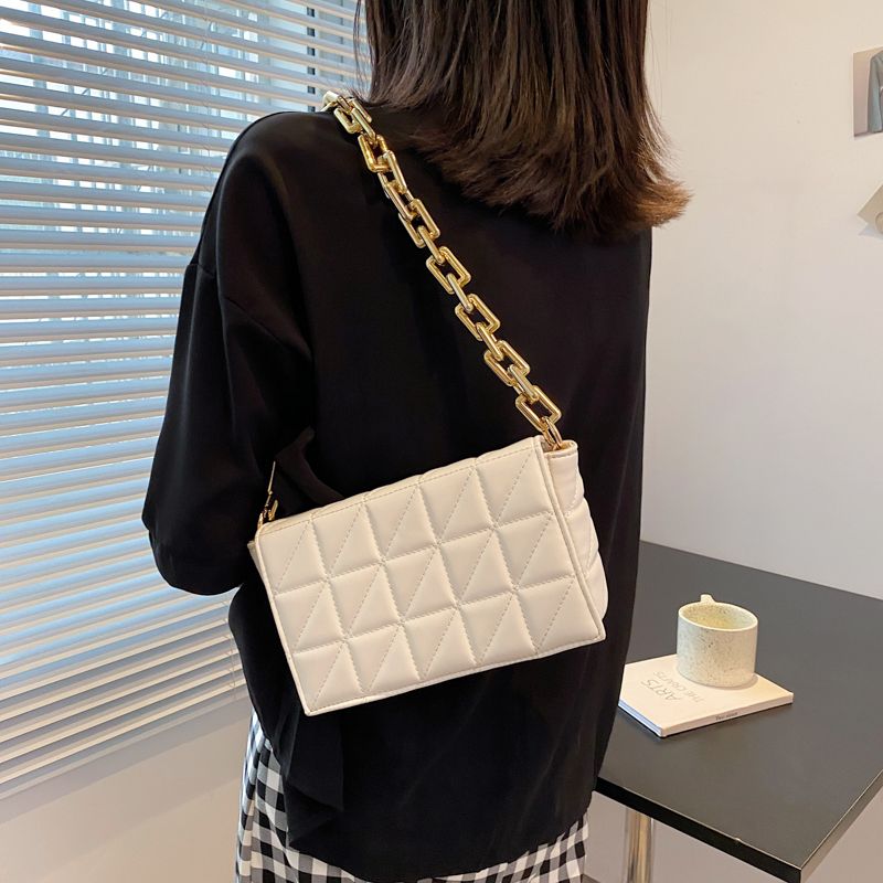 Torebka Damska Kamel Chunky Chain Quilted Leather - Zielony