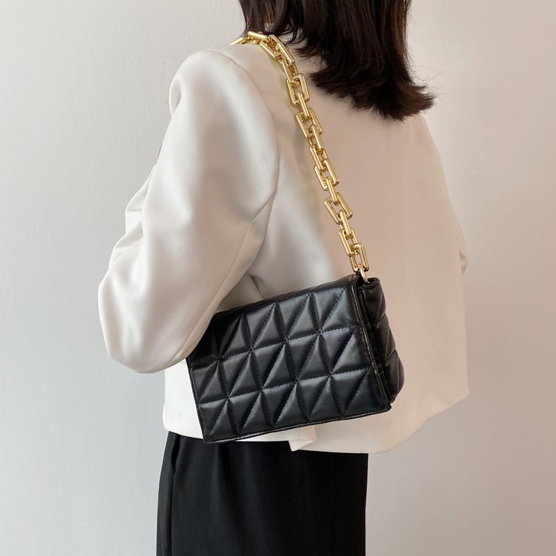Torebka Damska Kamel Chunky Chain Quilted Leather - Zielony