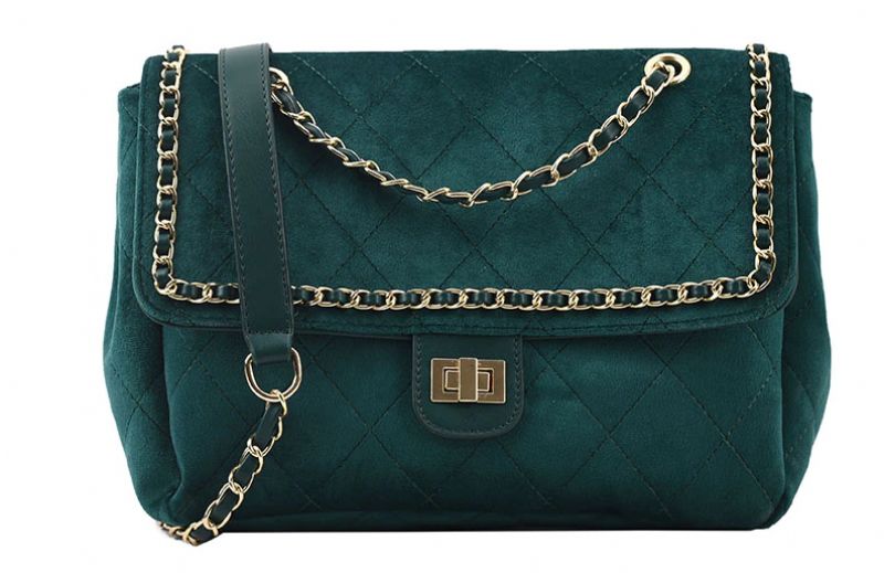 Torebka Damska Polenta Quilted Leather Na Ramię - Zielony