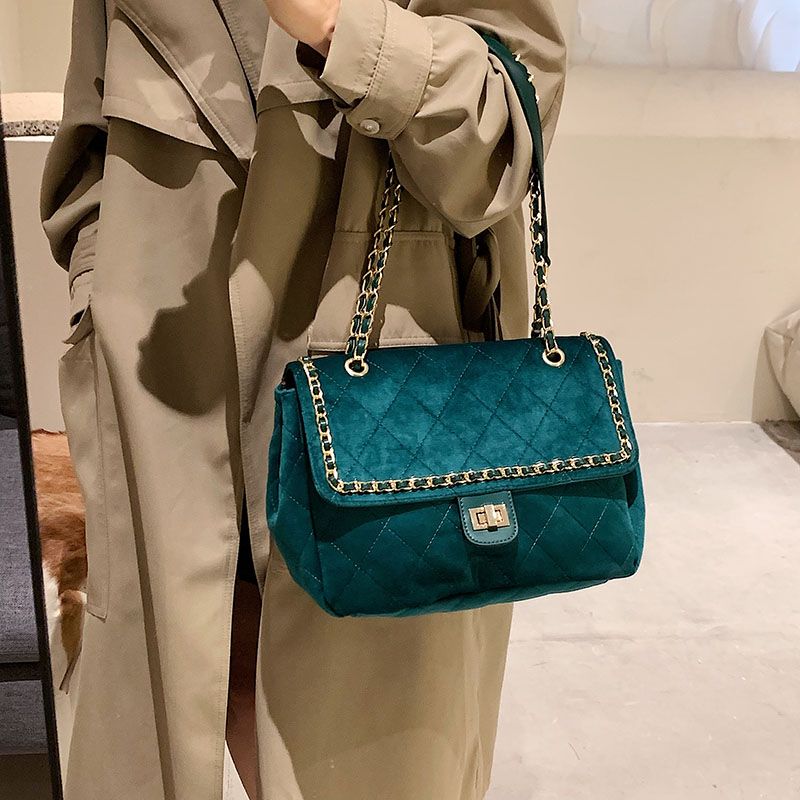 Torebka Damska Polenta Quilted Leather Na Ramię - Zielony
