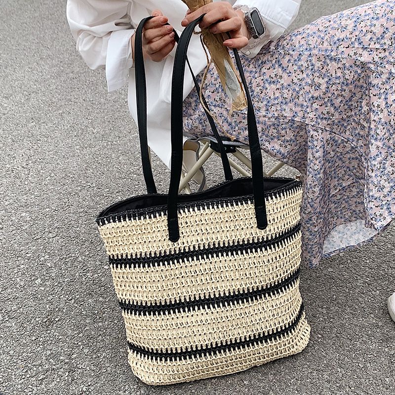 Torebka Damska Regina O Dużej Pojemności Woven Shoulder - Czarny